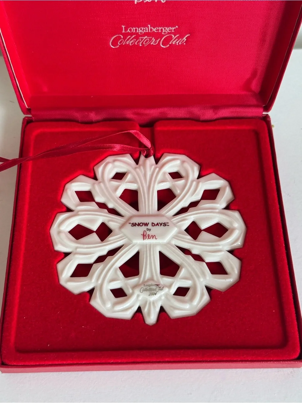 Longaberger Collectors Club Snow Days Ben VTG 2004 Christmas Ornament Snowflake